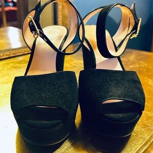 Kate Spade Black Suede Wedge Sandals